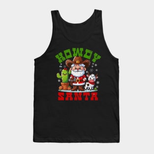 Cute Howdy Santa Western Christmas Winter Women Kids Mom Tank Top